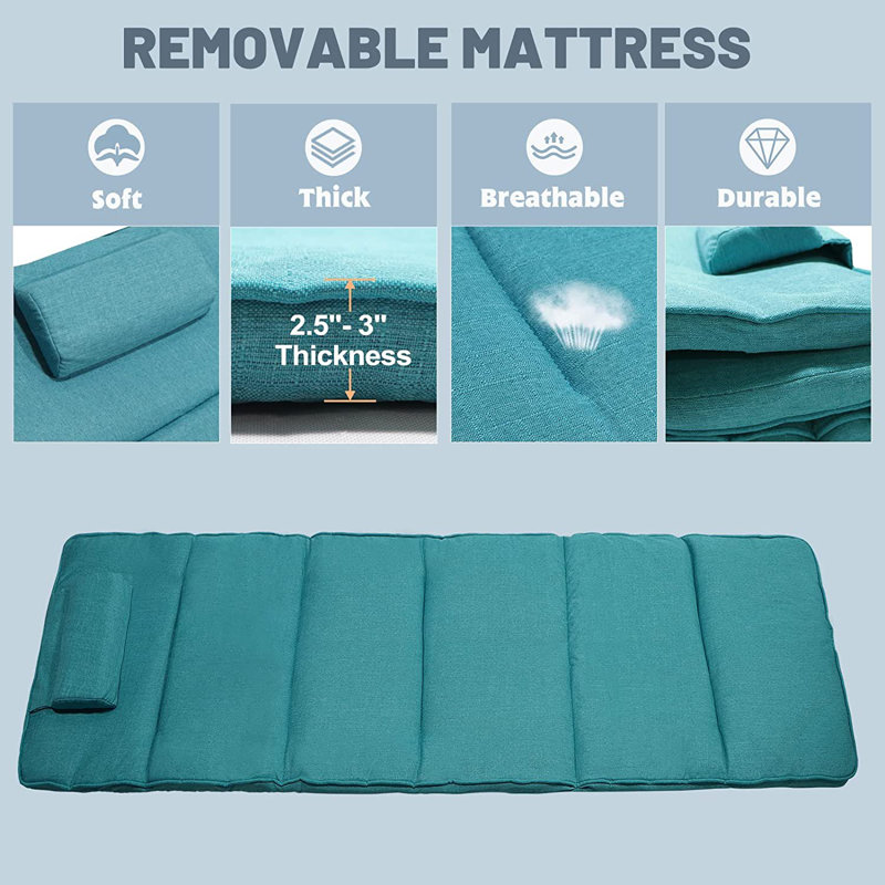 Alwyn Home Folding Sofa Bed Cot with Mattress, 4Fold Sleeping Cots